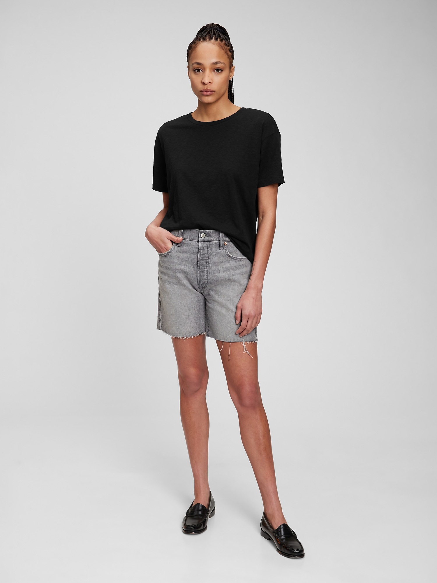 Gap Women's 100% Organic Cotton Slub Boyfriend T-Shirt Black Size S