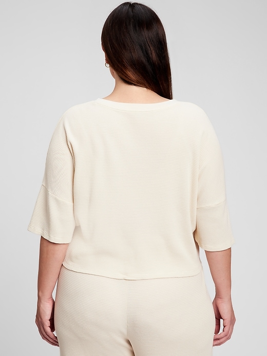 Image number 2 showing, Waffle Cropped Henley