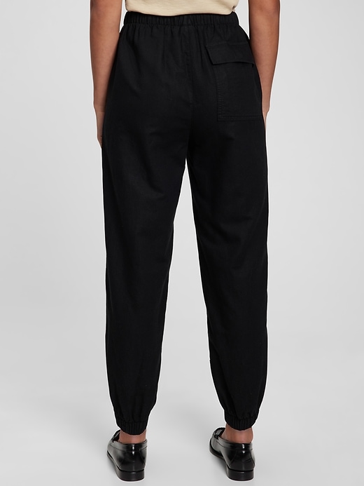 High Rise Linen-Cotton Utility Joggers Gap