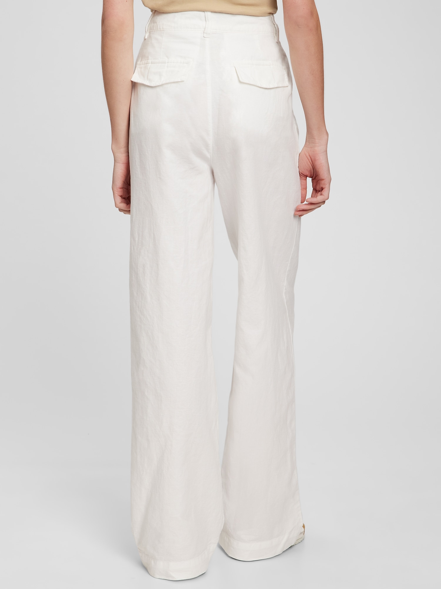 Linen-Cotton Pleated Wide Leg Pants 