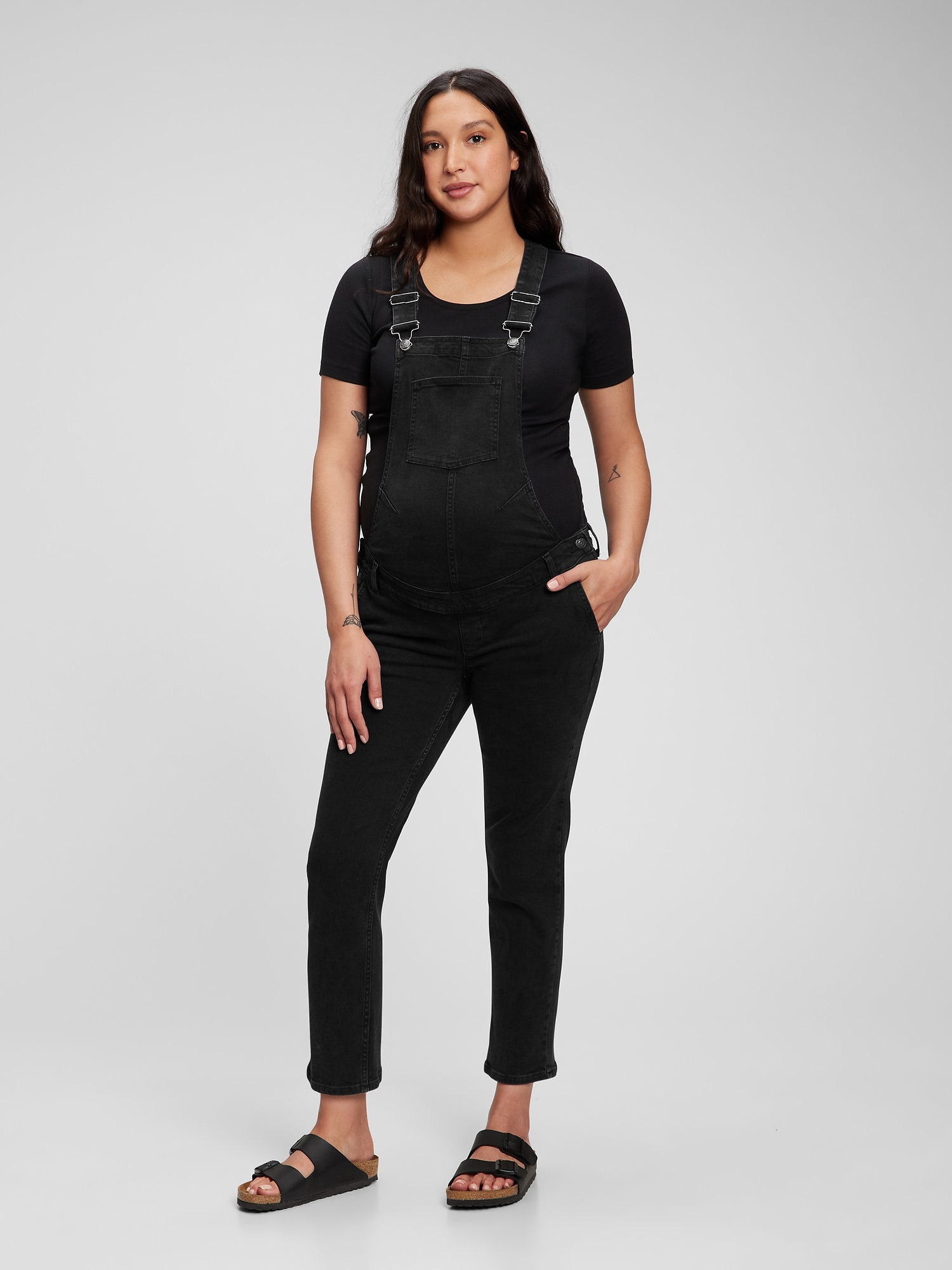 Medium Wash Denim Overalls - Thyme Maternity