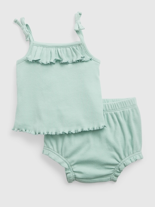 Image number 1 showing, Baby 100% Organic Cotton Ribbed Two-Piece Outfit Set