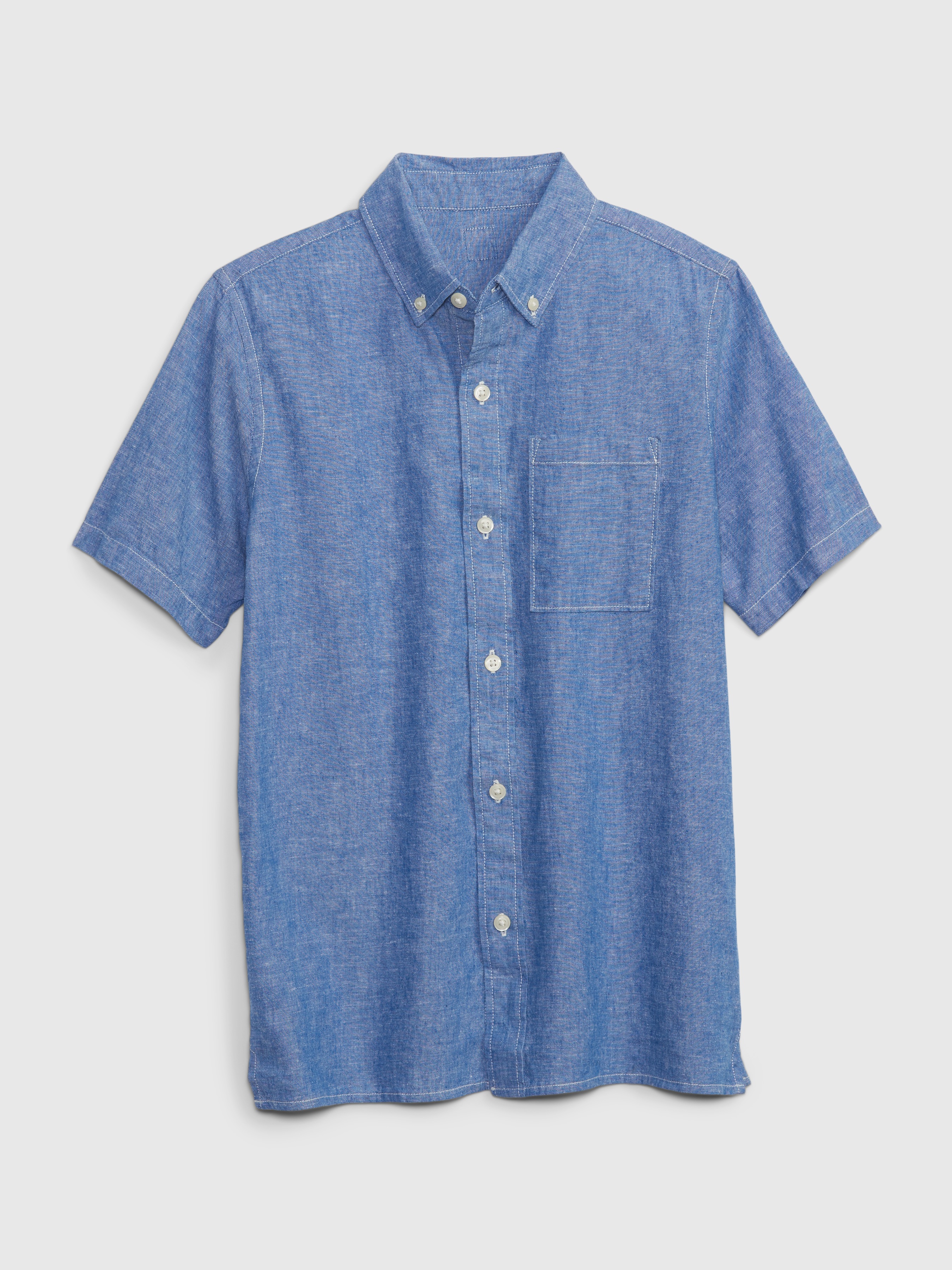 Kids Linen-Cotton Button-Down Shirt | Gap