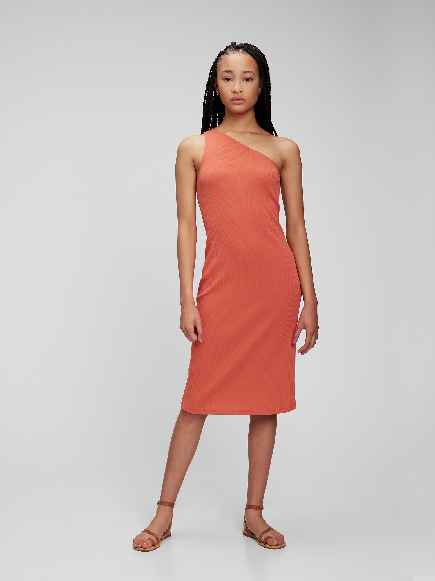 Rib One Shoulder Midi Dress | Gap