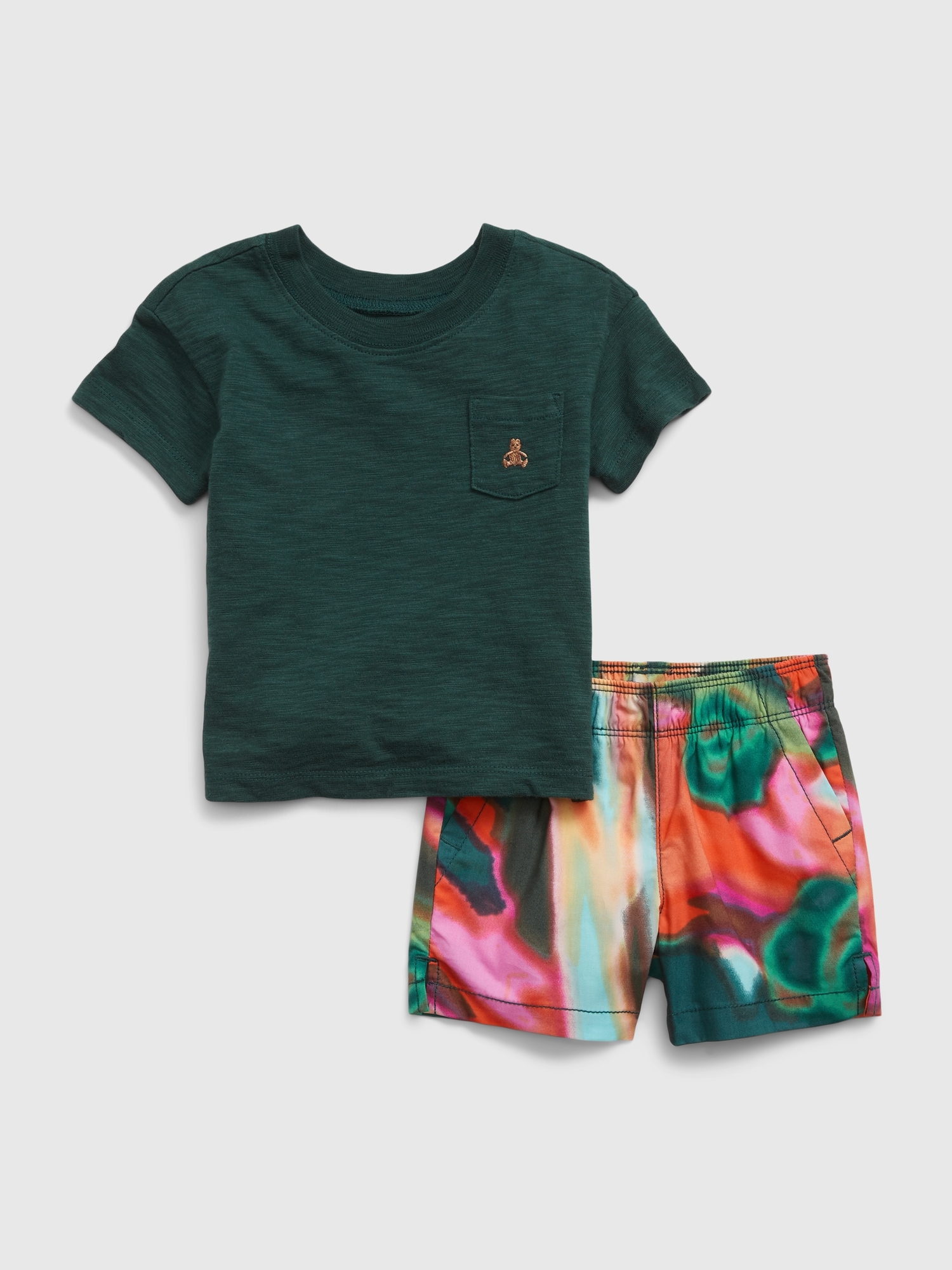 Gap Baby Pocket T-Shirt & Printed Shorts Outfit Set multi. 1