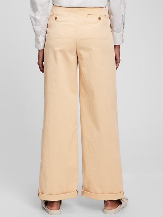 Image number 2 showing, High Rise Pleated Wide-Leg Khakis with Washwell