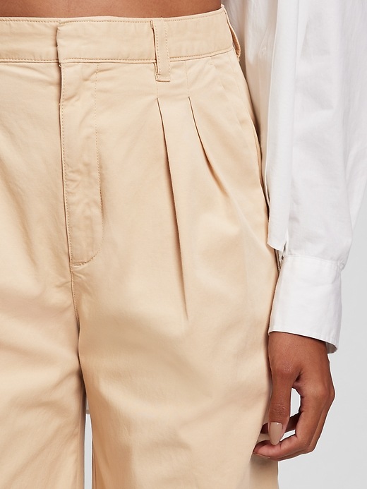 Image number 3 showing, High Rise Pleated Wide-Leg Khakis with Washwell