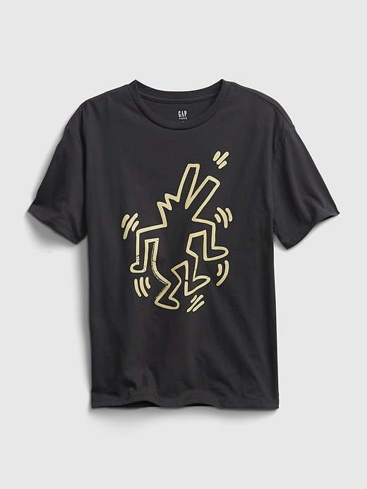 L'image numéro 3 présente T-shirt surdimensionné recyclé à imprimé de Keith Haring pour Ado