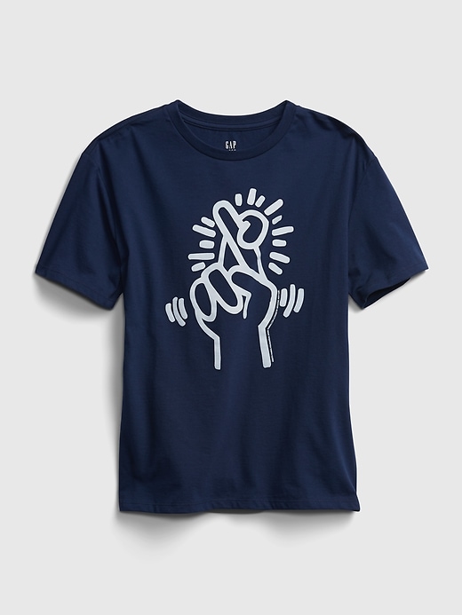 L'image numéro 1 présente T-shirt surdimensionné recyclé à imprimé de Keith Haring pour Ado