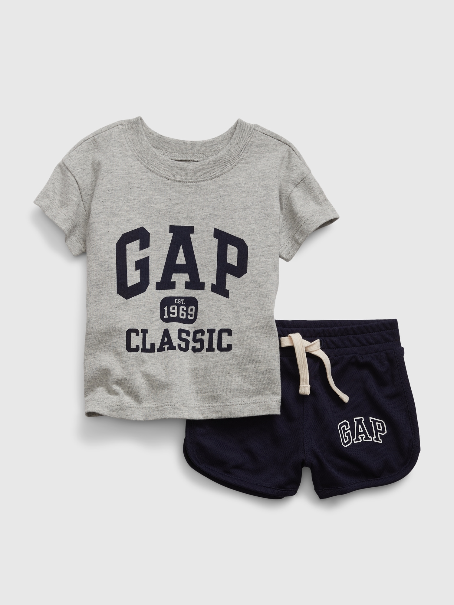 Gap Baby Gap Logo T-Shirt & Shorts Outfit Set gray. 1