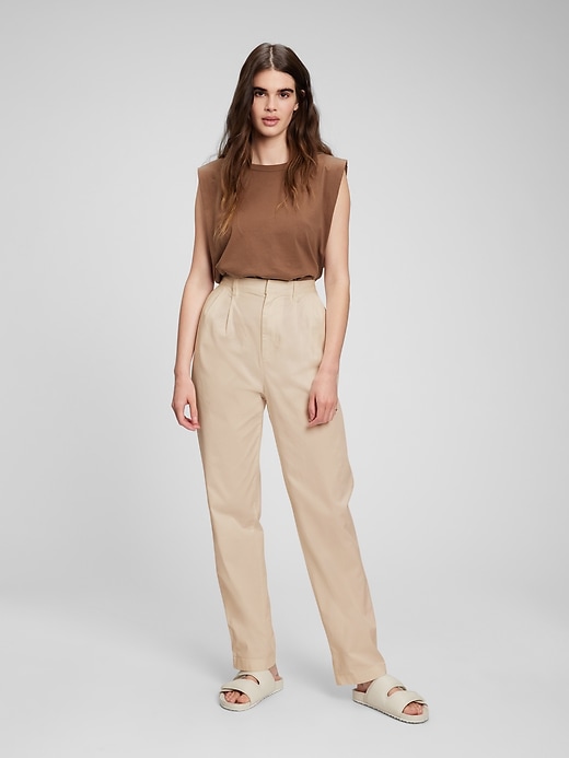 Image number 1 showing, High Rise Pleated Khakis with Washwell