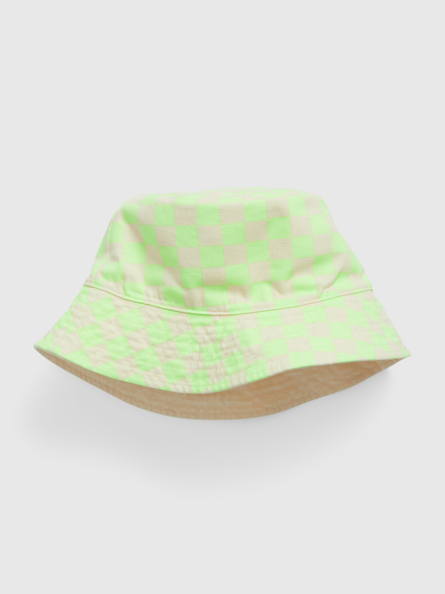 Gap Men's Print Bucket Hat Neon Yellow Check Size S/M