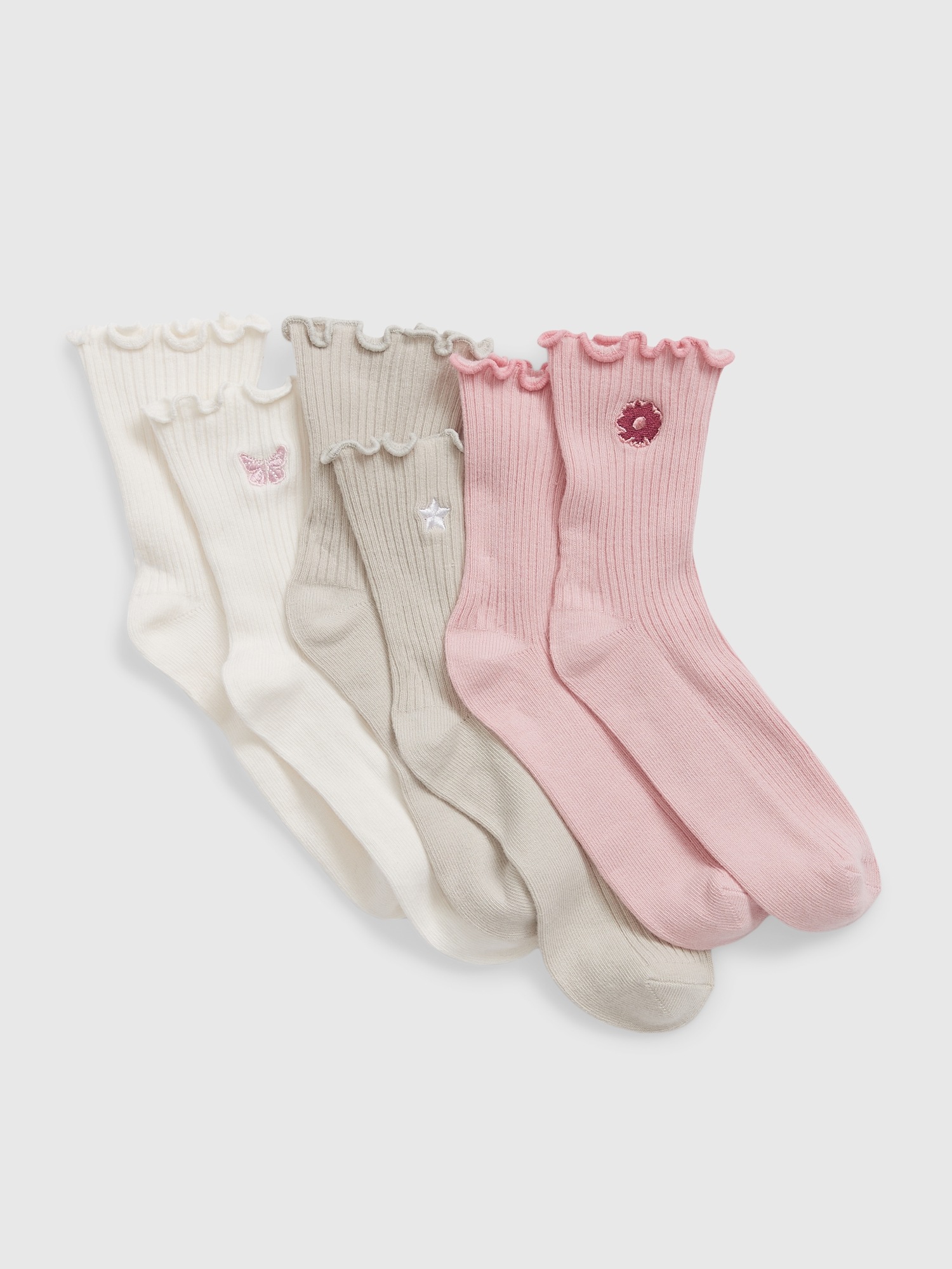 Kids Lettuce Hem Crew Socks (3Pack) Gap