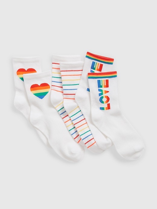 Kids Pride Print Crew Socks (3-Pack) 