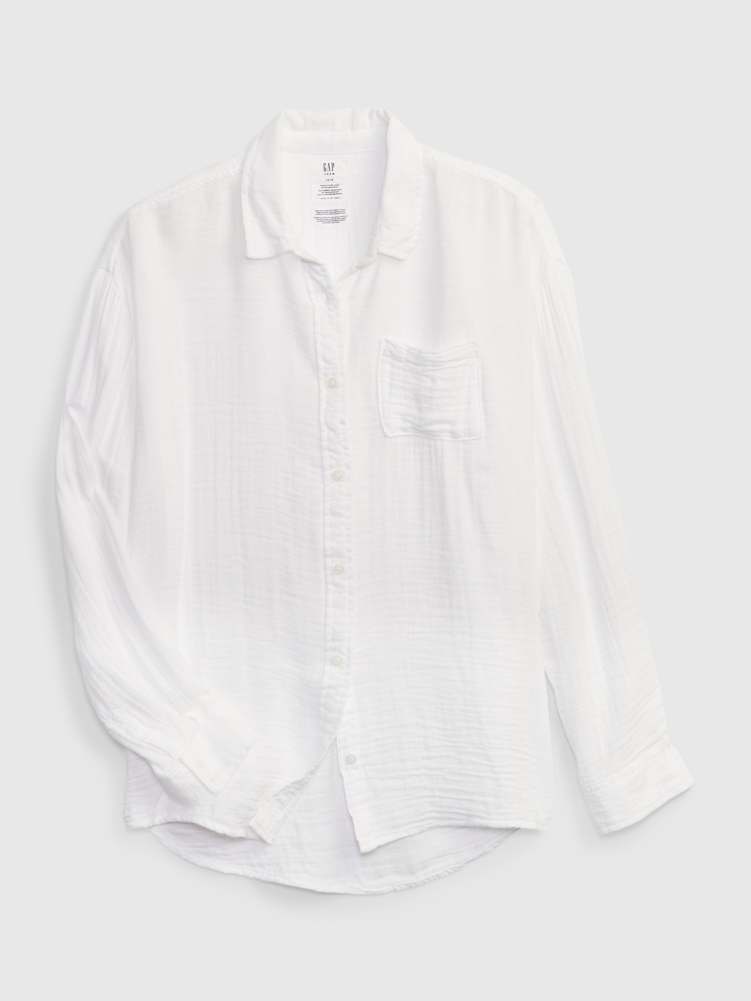 Teen Crinkle Gauze Oversized Shirt | Gap