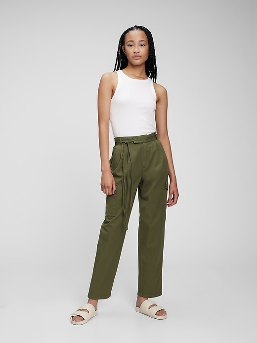 Image number 6 showing, High Rise Pleated Cargo Pants with Washwell