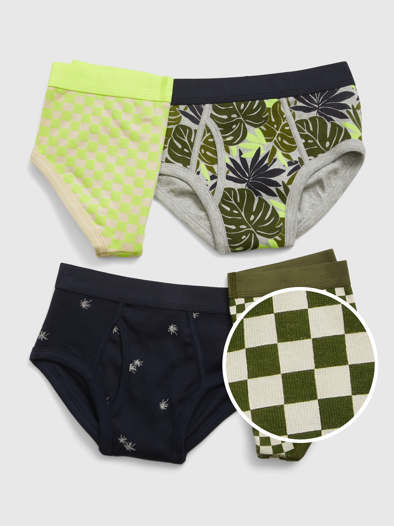Kids Organic Cotton Palm Print Briefs (4Pack) Gap