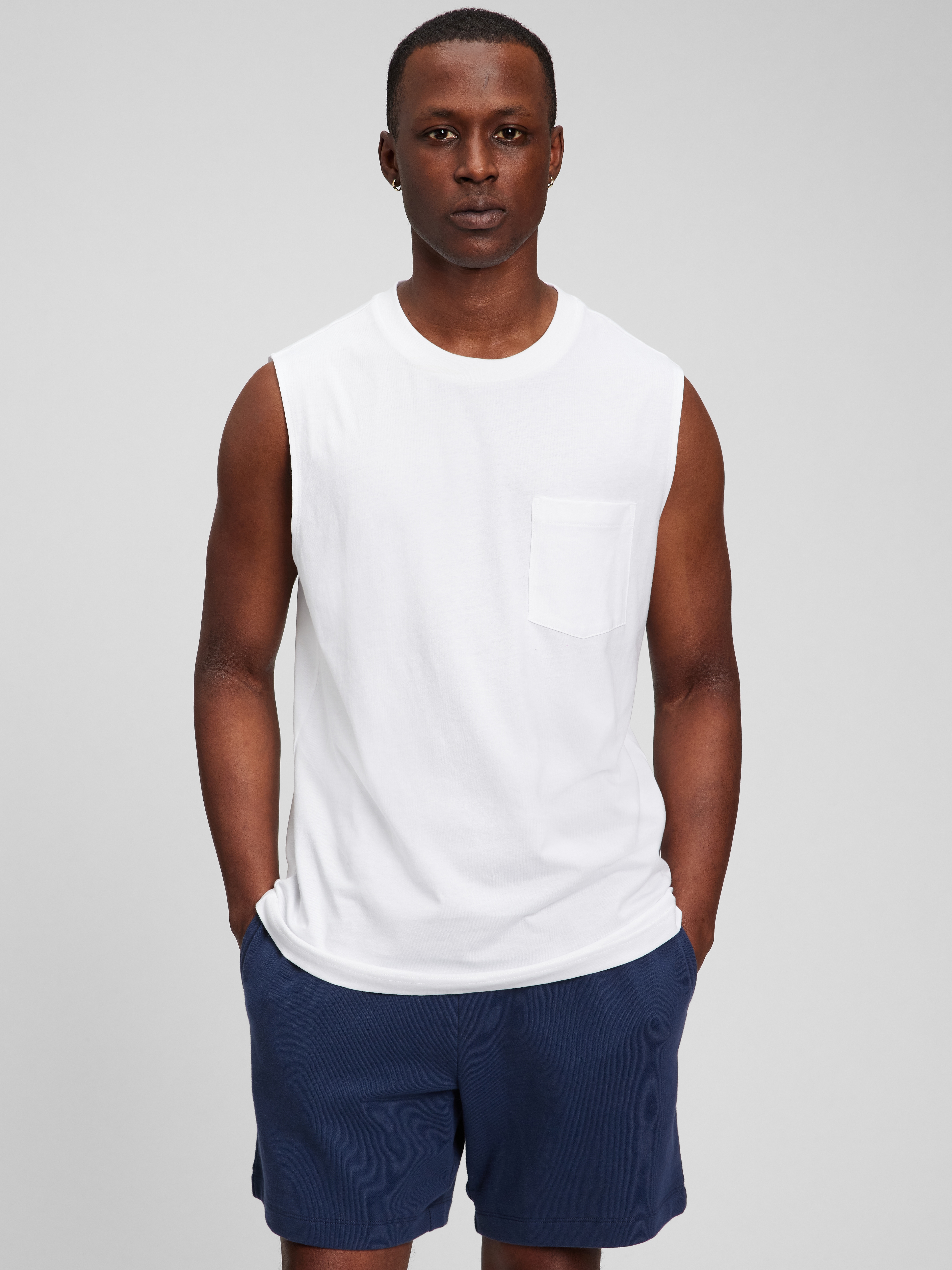 Organic Cotton Muscle Sleeveless Pocket 
