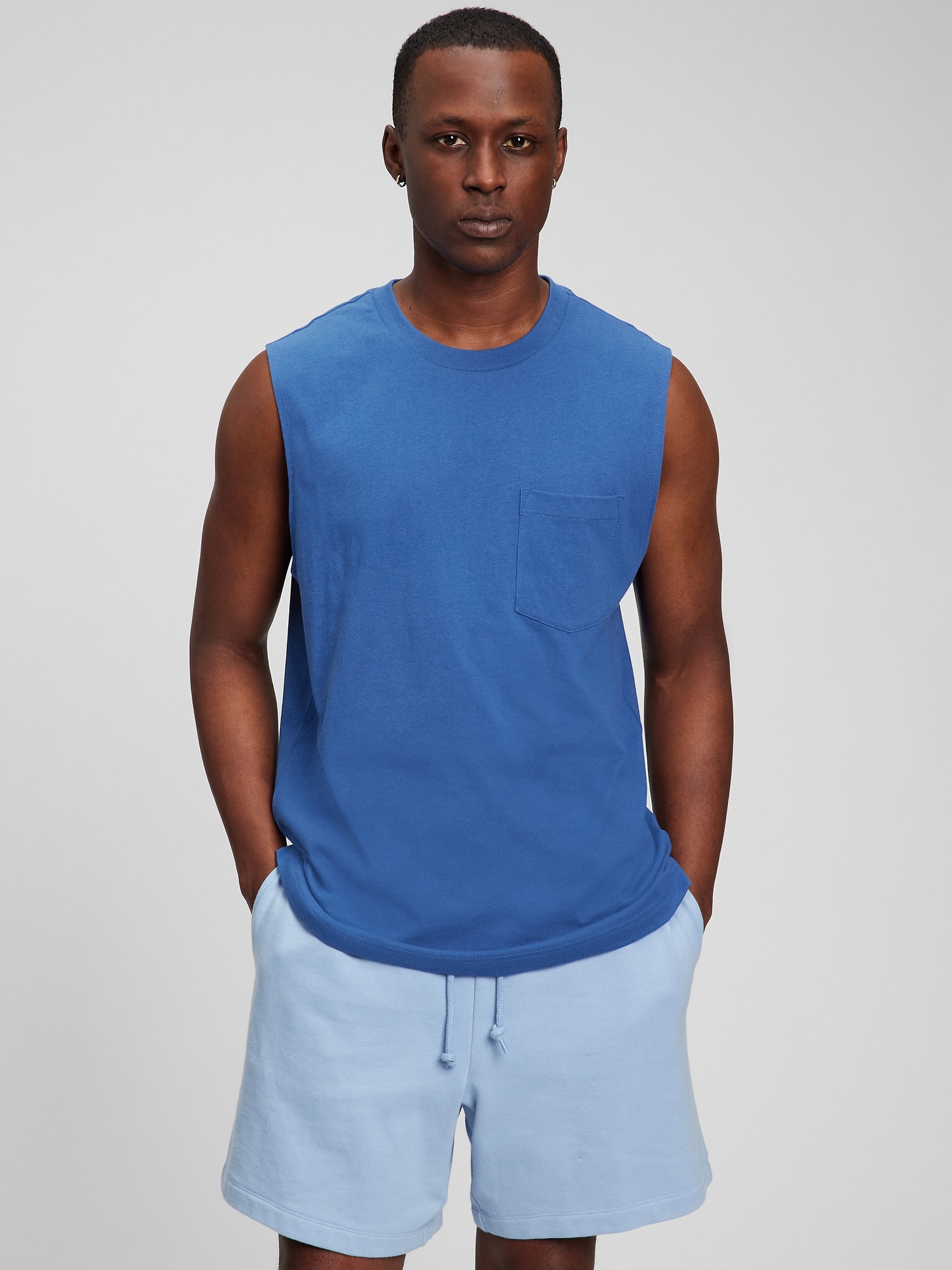 Organic Cotton Muscle Sleeveless Pocket T-Shirt | Gap