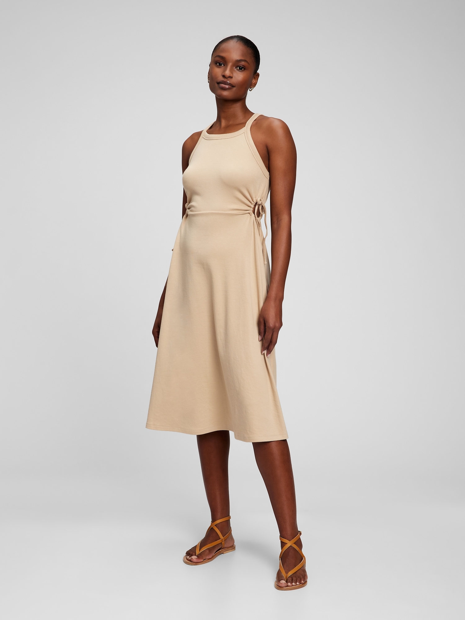 Modern Side Tie Cutout Midi Dress | Gap