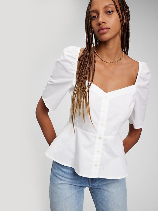 button front peplum top