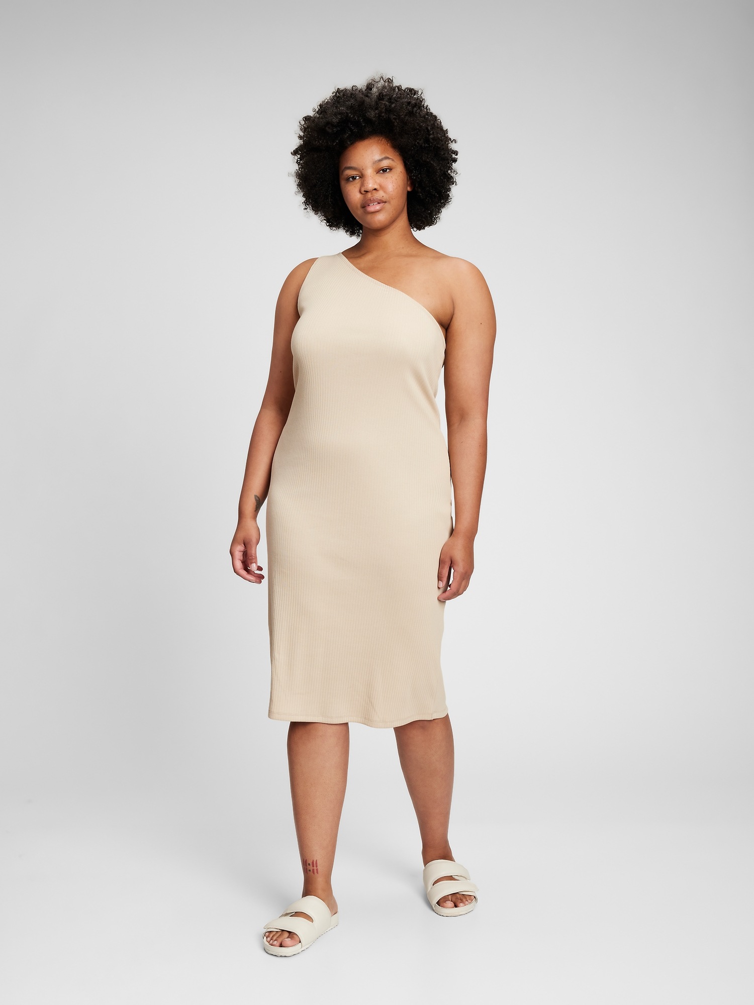 Rib One Shoulder Midi Dress | Gap