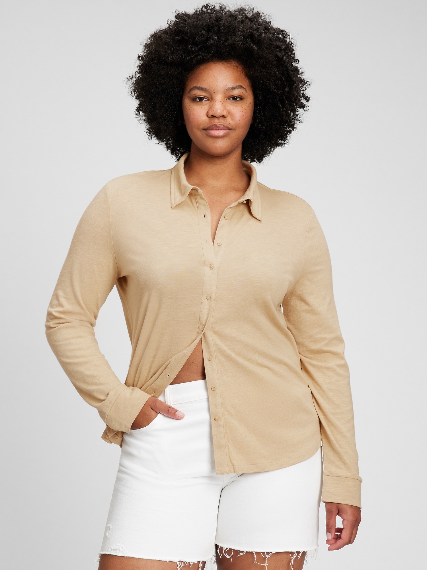 Soft Knit Button-Front Shirt | Gap