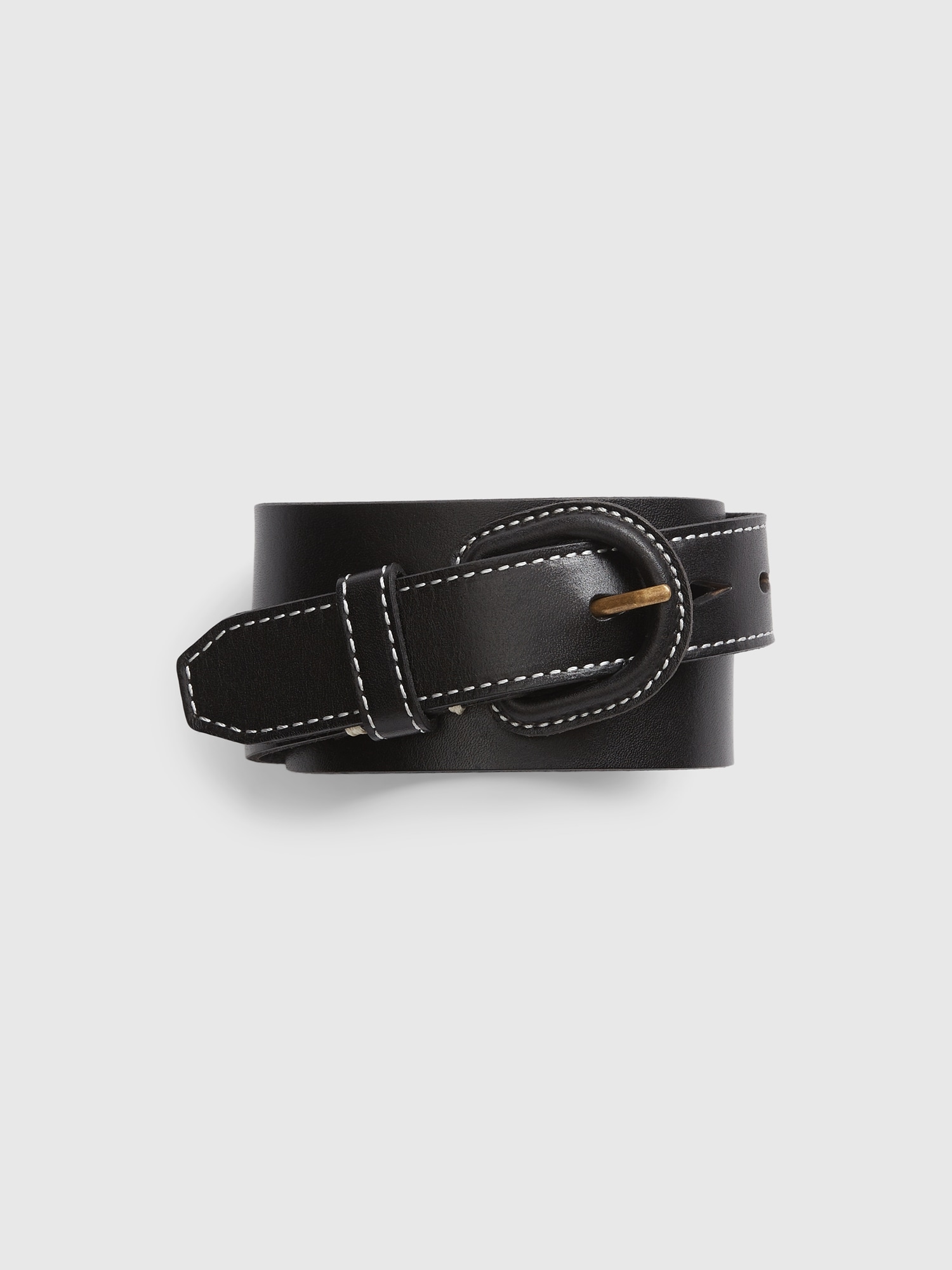 Gap Contrast Stitch Leather Belt black. 1