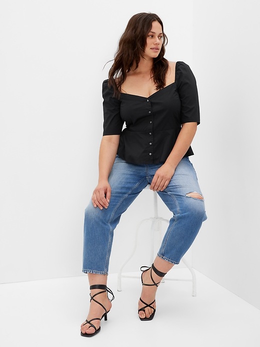 Sweetheart Button-Front Peplum Top | Gap