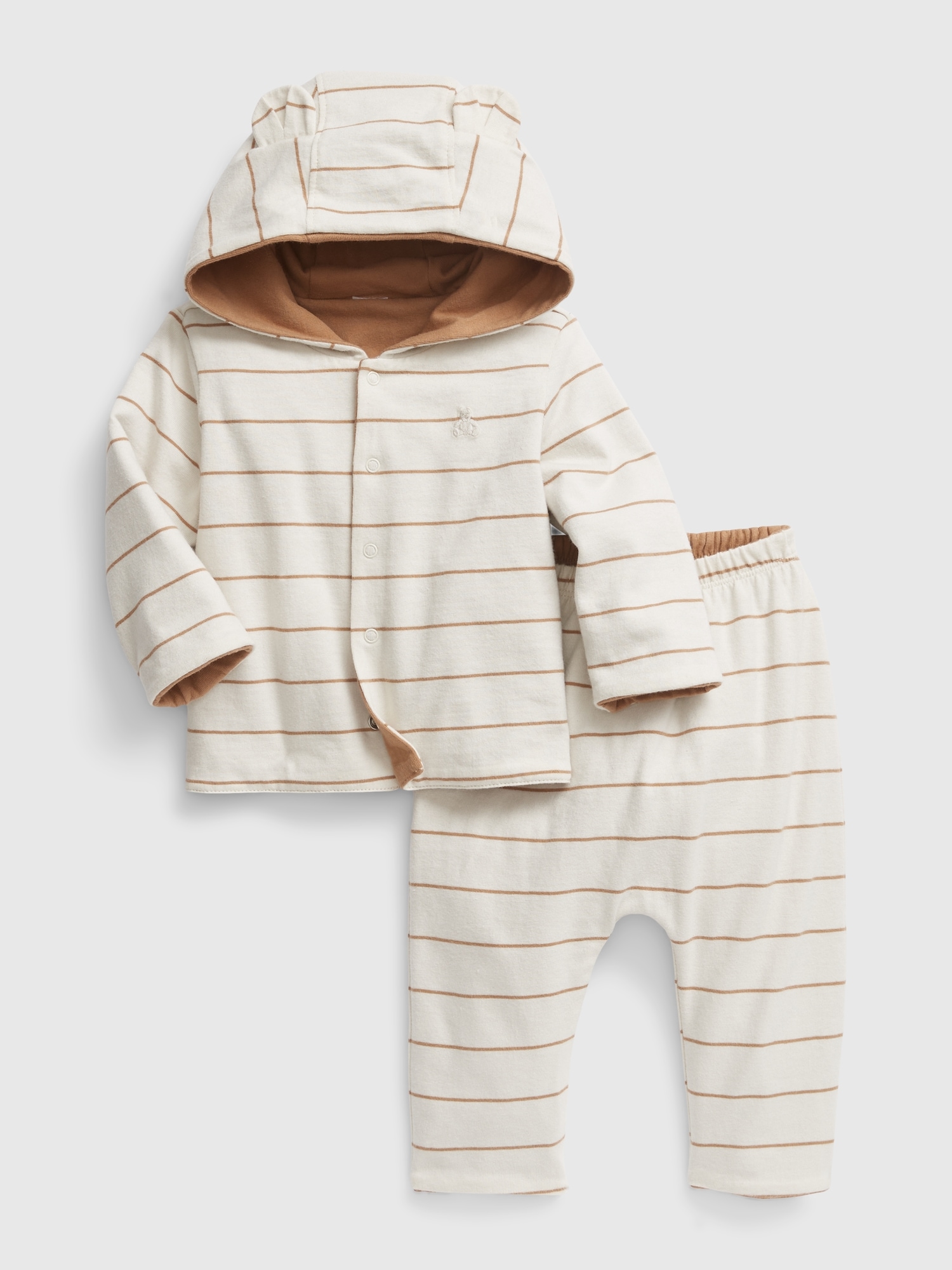 Gap Baby 100% Organic Cotton Reversible Two-Piece Outfit Set beige. 1