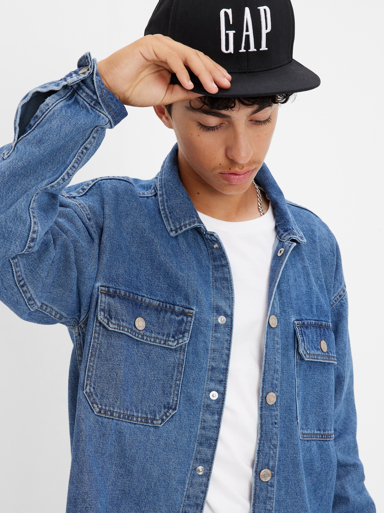 Teen Oversized Denim Shirt Jacket with 