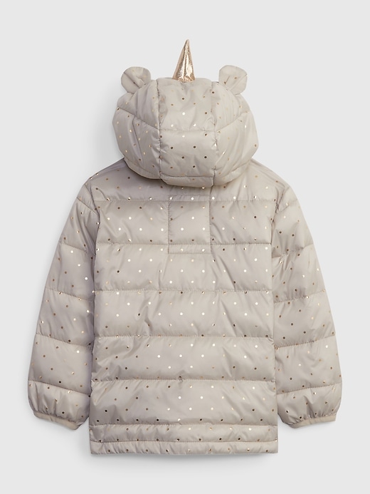 Image number 2 showing, Toddler 100% Recycled 3D Unicorn Lightweight Puffer Jacket