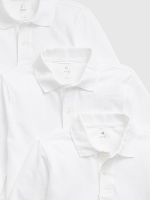 Image number 3 showing, Kids Organic Cotton Uniform Polo Shirt (3-Pack)