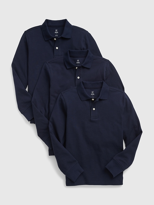 Image number 5 showing, Kids Organic Cotton Uniform Polo Shirt (3-Pack)