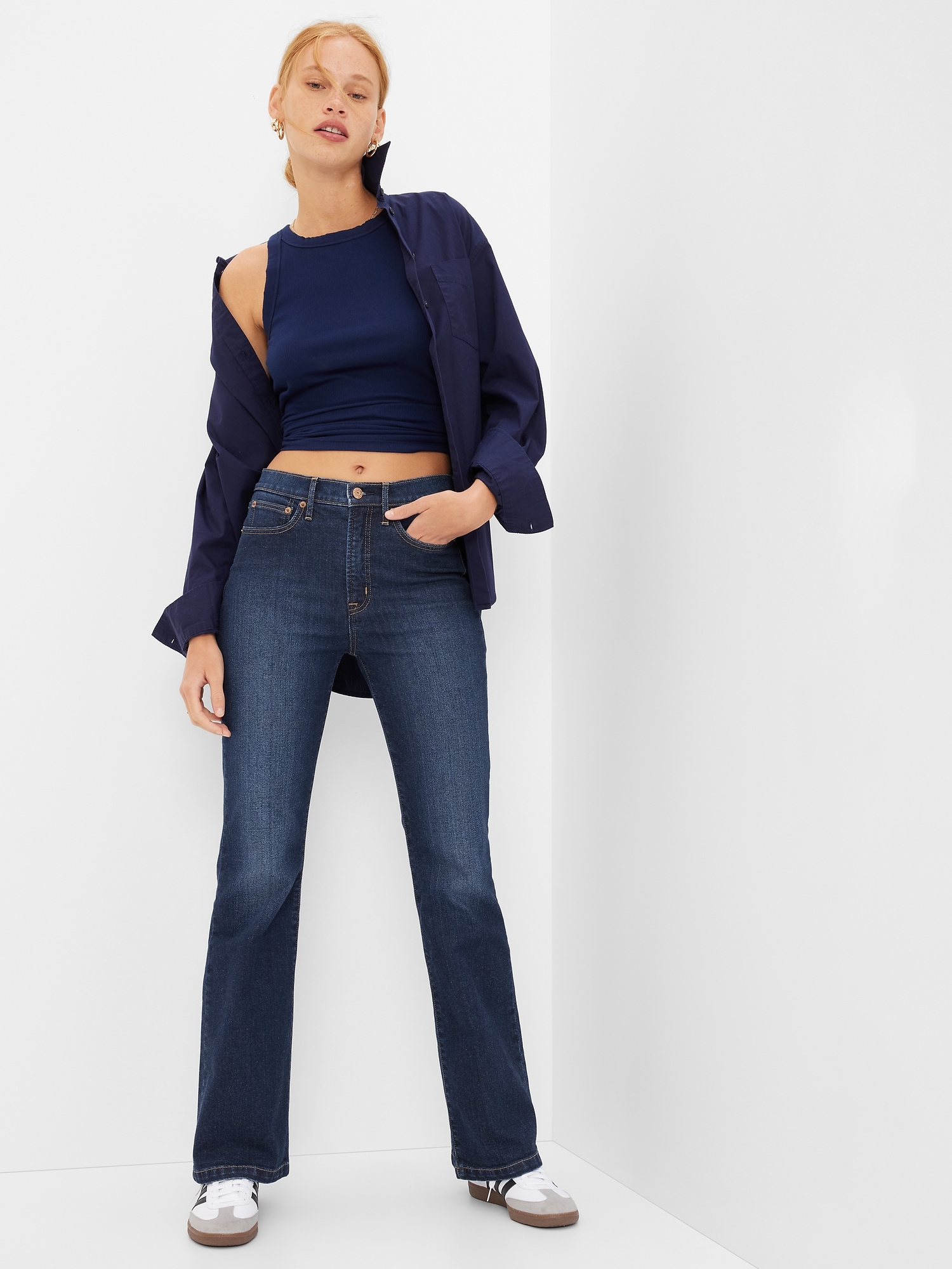 Gap High Rise '70s Flare Jeans with Washwell blue - 406751003
