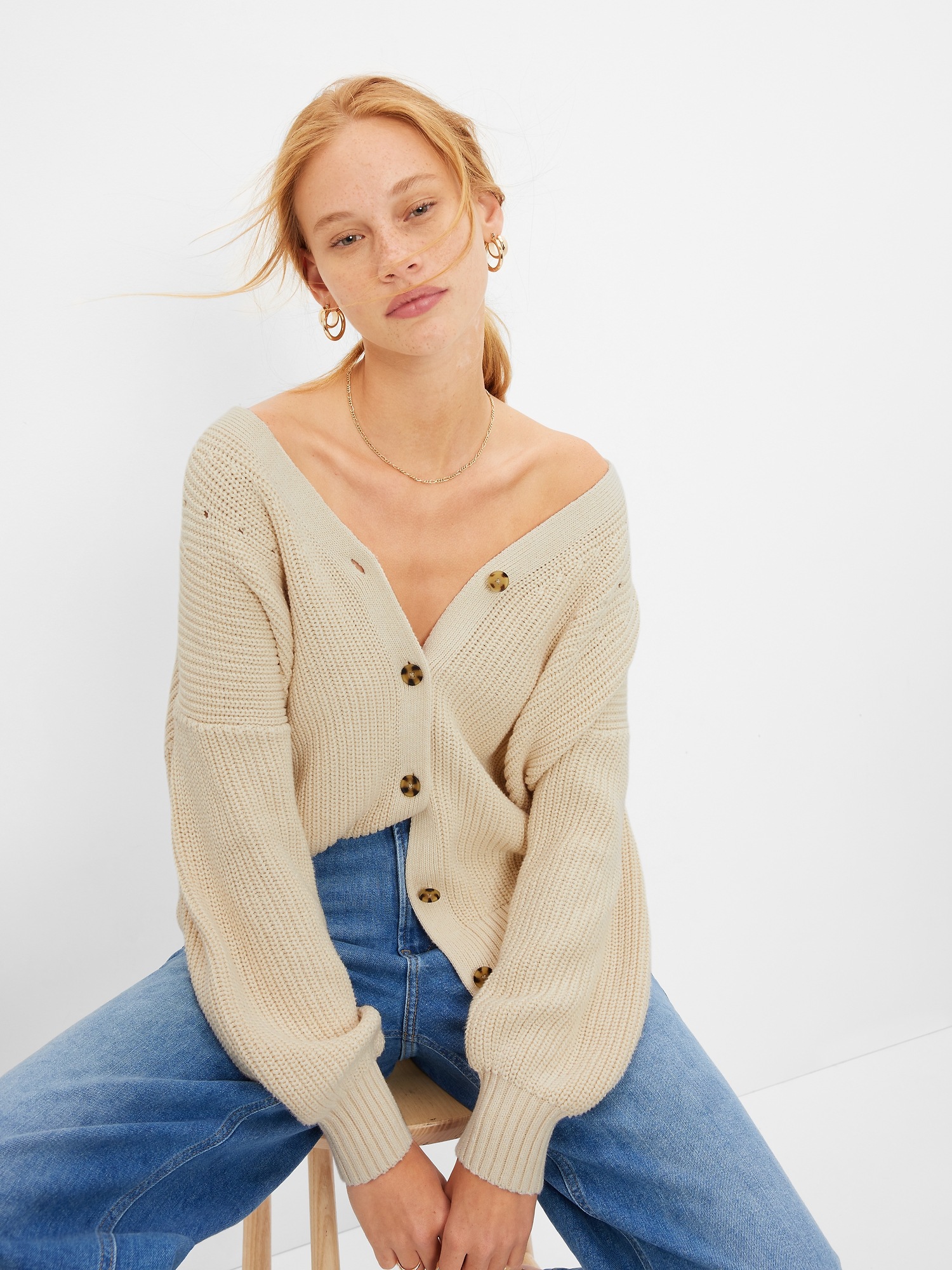 Shaker-Stitch Boyfriend Cardigan | Gap