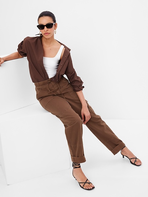 Image number 1 showing, Pull-On Tapered Utility Pants with Washwell