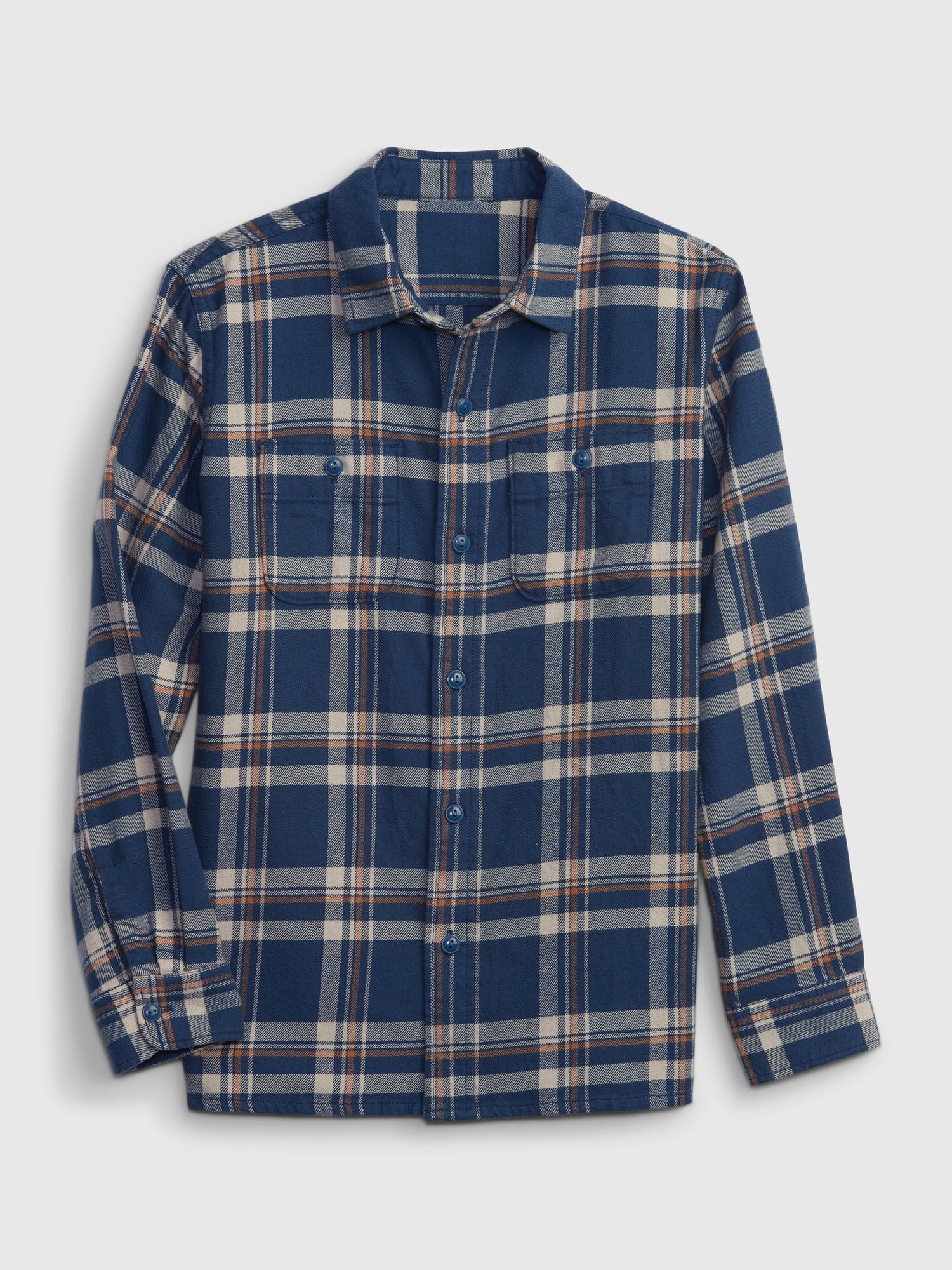 Gap Kids 100% Organic Cotton Flannel Shirt blue. 1