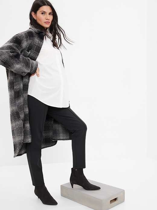 L'image numéro 1 présente Pantalon de maternité à point de Rome et à panneau intégral