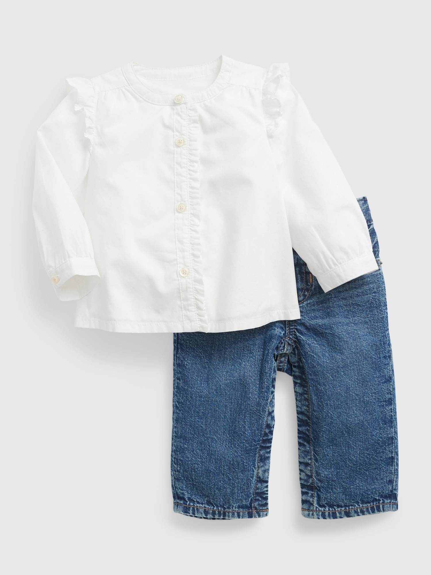 Baby TwoPiece Denim Outfit Set with Washwell Gap
