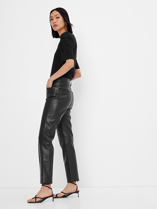 Image number 1 showing, Sky High Rise Vegan Leather Cheeky Straight Pants