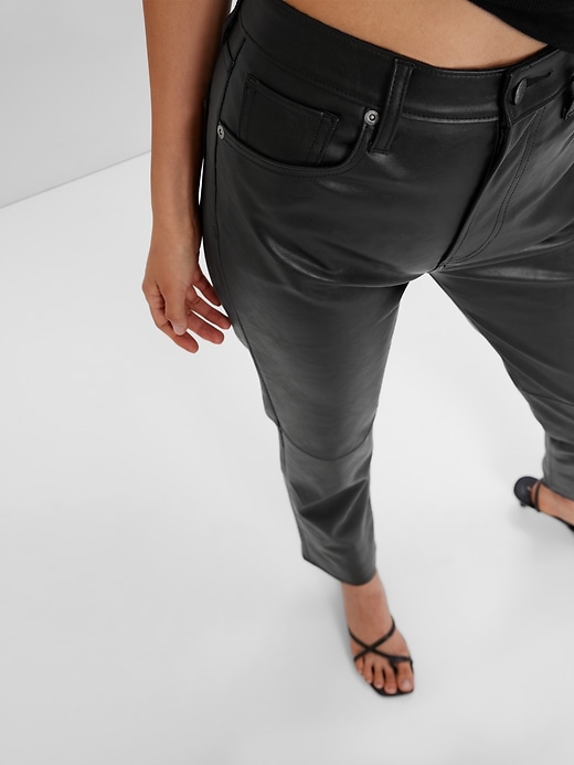 Image number 3 showing, Sky High Rise Vegan Leather Cheeky Straight Pants