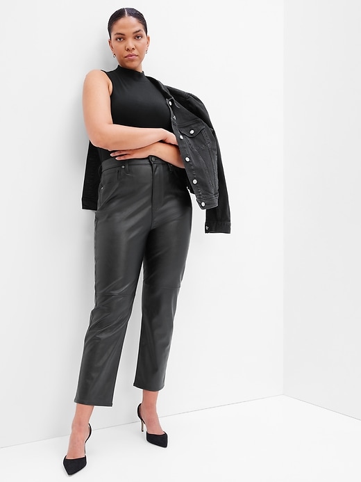 Image number 4 showing, Sky High Rise Vegan Leather Cheeky Straight Pants