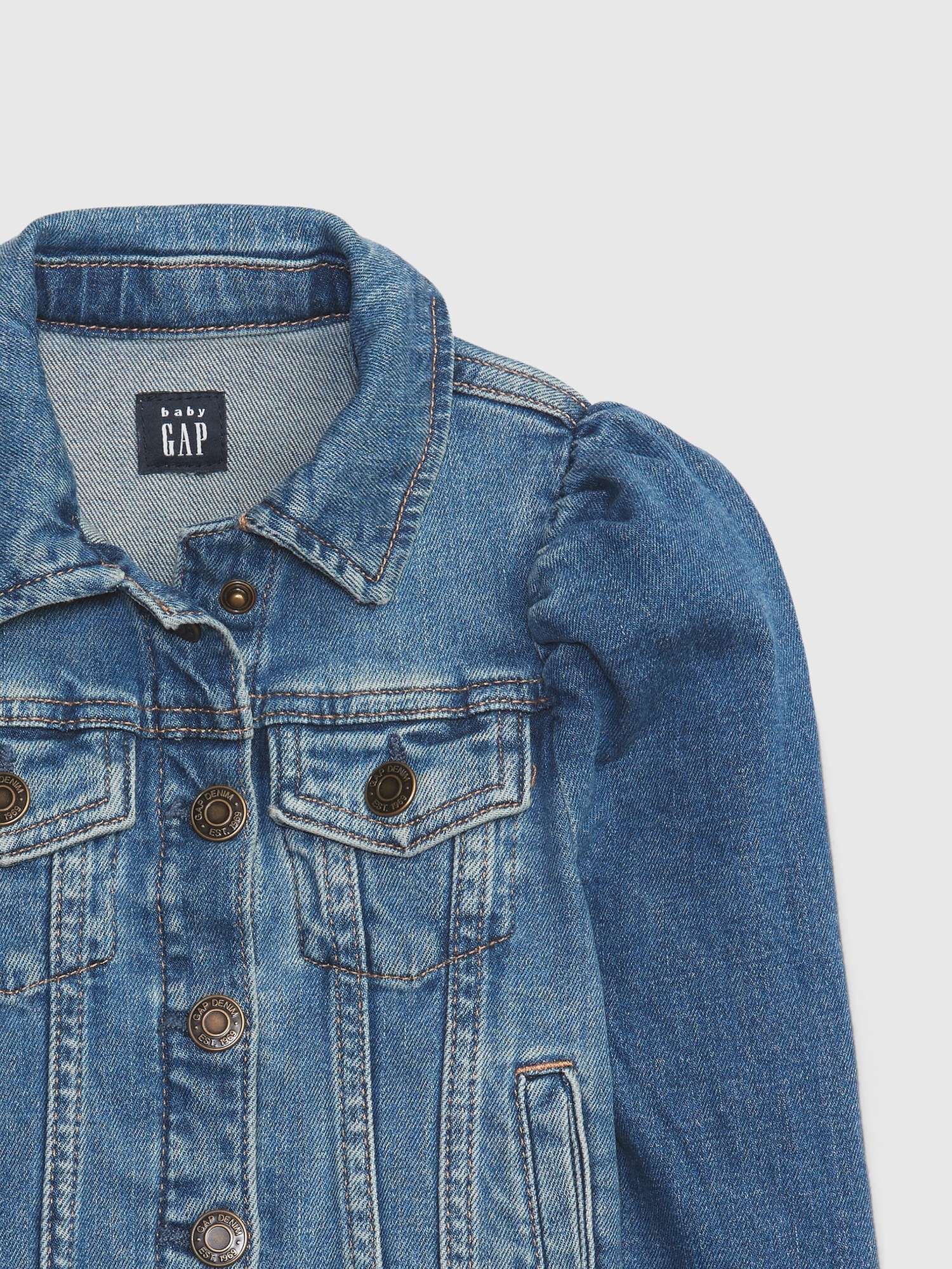 Toddler Puff Denim Jacket with Washwell 