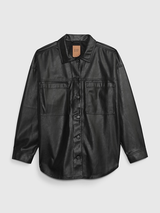Image number 6 showing, Vegan Leather Shirt Jacket