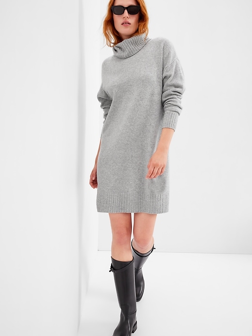 cashsoft rib turtleneck mini sweater dress CashSoft Rib Pocket Mini Sweater Dress