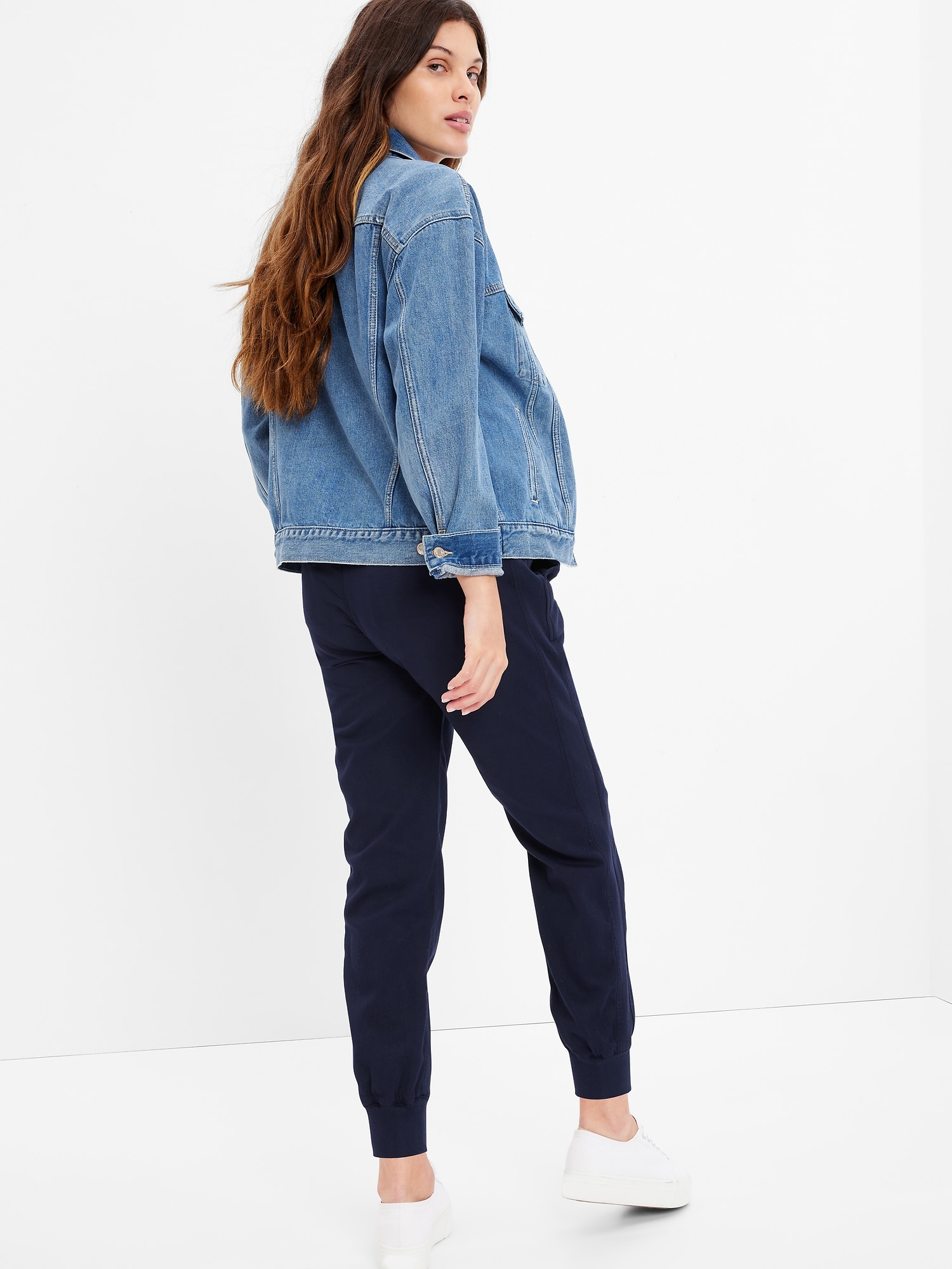 Maternity Full Panel Ribbed Joggers Gap