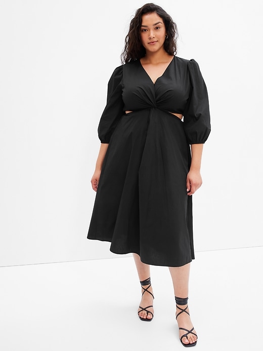 Image number 4 showing, Puff Sleeve Cutout Midi Dress