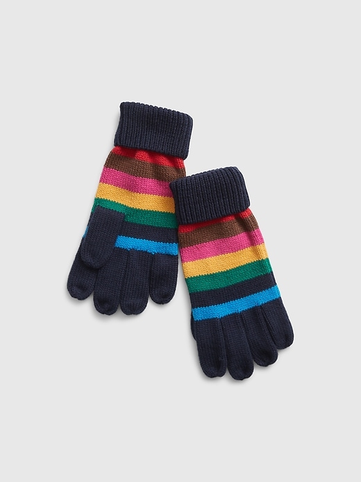 View large product image 1 of 1. Kids Organic Cotton Happy Stripe Gloves
