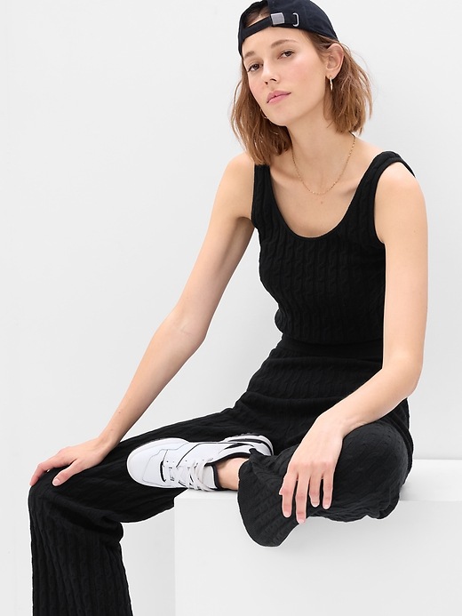 Image number 3 showing, CashSoft Cable-Knit Sweater Pants
